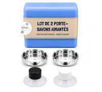 [EHOP] Pack of 2 Magnetic Soap Dish with Protection | Transparent Suction Cup for Shower, Kitchen, Bathroom | Solid Soap | French Design