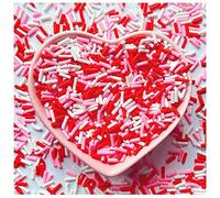 EHOPE 50g Fake Sprinkles Resin Sprinkles Fake Candy Sprinkles Clay Sprinkles Polymer Sprinkles Polymer Clay Slices for Nail Art DIY Crafts Cake Phone Case(19-Red+Pink）