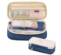 EHOPE Large Capacity Pencil Case Office College School Large Storage High Capacity Bag Holder Box Organizer for School Student Girl Adult Teen, 2-navy blue, 22 x 10.5 x 6.5 cm, comtemporary