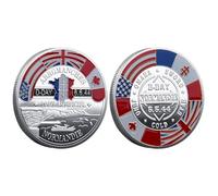 EHOTER 1 Pack D Day 80th Anniversary Commemorative Coin for Collectors, D-Day 80th World War II Anniversary Challenge Coin D Day Decorations for Party (Silver)