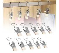 EHOTER 10 PACK Space-Saving Clothespin Hat Pants Storage Hanging Travel Hook, 360° Rotating Stainless Steel Metal Hanging Hook Clips, Hanger Clips Towel Clips Boot Hangers for Closet (10 PACK,White)