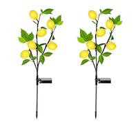 EHOTER 2 Pack Solar Garden Lights Waterproof Solar Flower Tree Light with Realistic Lemon Outdoor Tree Stake Landscape Lamp for Yard Garden Lawn Pathway Decoration Lighting (Lemon)