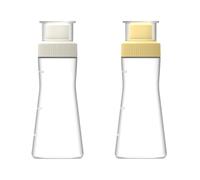 EHOTER 2PCS Cake Syrup Dispense 350ml Graduated Plastic Squeeze Bottle for Soaking Simple Honey Syrup Rain Spray Bottle with Sealing Lid Easy Storage Reusable Baking Tools (White+Yellow)