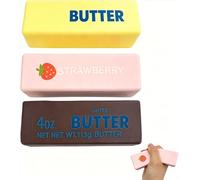 EHOTER Butter Squishy Cheese Squishy Fidget Kids Adults ADHD Chocolate Strawberry Butter Stick Stress Balls Slow Rising Squishies Sensory Squeeze for Home Office Desk Decor (3PCS)
