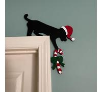 EHOTER Christmas Door Topper 2024 Holiday Home Decor Funny Snowman Santa Claus Top Door Frame Corner Sign Decorations, Windows Walls DIY Craft for Christmas Party Ornament (Dog)