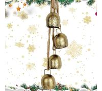 EHOTER Cow Bells Decoration Christmas 3Pcs Cow Bells Vintage Rustic Cow Bells Bells Rope Wall Hanging Giant Bronze Cowbell Rustic Bells for Country Style Home Decoration Gifts (C-4pcs)