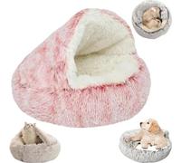 EHOTER Cozy Cocoon Pet Bed Winter Pet Bed for Dogs Cats Dog Bed Covered Dog Bed for Small Dogs Cozy Nook Pet Bed for Dogs Cozy Cat Bed (40 * 40cm,Pink Long Plush)