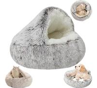 EHOTER Cozy Cocoon Pet Bed Winter Pet Bed for Dogs Cats Dog Bed Covered Dog Bed for Small Dogs Cozy Nook Pet Bed for Dogs Cozy Cat Bed (50 * 50cm,Coffee Long Plush)