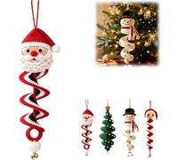 EHOTER Crochet Snowman Spiral Ornament DIY Kit Beginner Friendly Christmas Santa Tree Spiral Hanging Decor Craft Set with Soft Yarn for Window Porch Wall Holiday Tree Holiday Decor Gift (Santa Claus)
