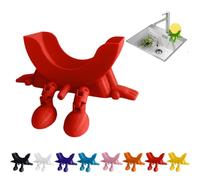 EHOTER Cute Smiley Hanging Sponge Holder with Drainage 3D Printed Sponge Holder Funny Sponges Stand for for Scrub Daddy Holders Kitchen Sink Accessories Organizer Storage (Red)