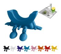 EHOTER Cute Smiley Hanging Sponge Holder with Drainage 3D Printed Sponge Holder Funny Sponges Stand for for Scrub Daddy Holders Kitchen Sink Accessories Organizer Storage (Blue)