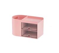 EHOTER Desk Organiser with 2 Drawers Multifunctional Desk Tidy Organisers Plastic Table Desktop Stationary Organisers for School Office Home (Pink)