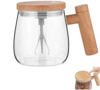 EHOTER Electric High Speed Mixing Cup Waterproof Glass Self Stirring Travel Coffee Cup Self Stirring Coffee Cup with Detachable Stirring Rod for Home Office Travel (Battery Model,Transparent)