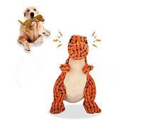 EHOTER Indestructible Robust Dino Squeaky Dog Toys for Aggressive Chewers Durable Interactive Robustdino Dog Toy Indestructible Dog Toy for Medium Large Dogs Breed (Orange)
