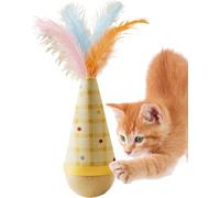 EHOTER Interactive Wobble Toy for Cats Wooden Pet Puzzle Game Interactive Ball Shaking Pet Toy Cat Play Device with Fun Design for Exercise Training (B)