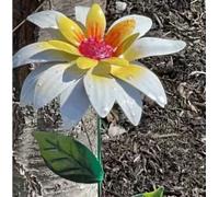 EHOTER Metal Daylily Flower Garden Stakes Metal Flowers Outdoor Decor Stake Yard Art Decoration Garden Metal Plant Flowers Stick Spring Patio Decor (White)