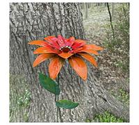 EHOTER Metal Daylily Garden Stakes - Outdoor Decor Stake Yard Art Decoration - Metal Plant Flowers Stick for Spring Patio (Orange)