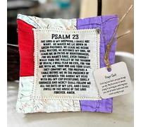EHOTER Prayer Quilt with Cross Inside 2024 NEW Handmade Pocket Prayer Quilt Pocket Prayer Cross Mini Scripture Quilts Sympathy Remembrance Christian Gift (Psalm 23)