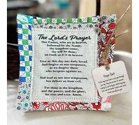 EHOTER Prayer Quilt with Cross Inside 2024 NEW Handmade Pocket Prayer Quilt Pocket Prayer Cross Mini Scripture Quilts Sympathy Remembrance Christian Gift (The Lords Prayer)