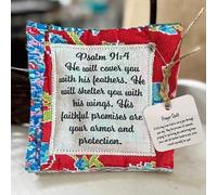 EHOTER Prayer Quilt with Cross Inside 2024 NEW Handmade Pocket Prayer Quilt Pocket Prayer Cross Mini Scripture Quilts Sympathy Remembrance Christian Gift (Psalm 91:4)