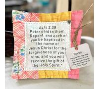 EHOTER Prayer Quilt with Cross Inside 2024 NEW Handmade Pocket Prayer Quilt Pocket Prayer Cross Mini Scripture Quilts Sympathy Remembrance Christian Gift (Acts 2:38)