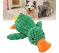 EHOTER Quack-Quack Duck Dog Toy, 2024 Upgraded Durable The Mellow Dog Calming Duck Dog Squeak Toys, Soft Plush Yellow Stuffed Duck Dog Chew Toy for Dogs Indoor Puppy (Green L)