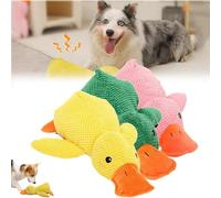 EHOTER Quack-Quack Duck Dog Toy, 2024 Upgraded Durable The Mellow Dog Calming Duck Dog Squeak Toys, Soft Plush Yellow Stuffed Duck Dog Chew Toy for Dogs Indoor Puppy (Yellow+Green+Pink L)