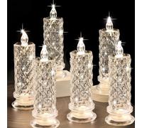 EHOTER Rose Shadow LED Flameless Candles Romantic Battery Operated Candles Led Pillar Candles for Valentine's Day Romantic Propose Anniversary Wedding Decorations (6PCS)