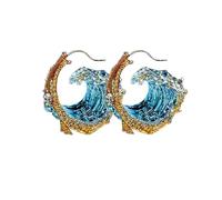 EHOTER Sea-ocean's Oath Necklace Jewelry Set 2024 NEW Adjustable Ocean Wave Necklace Ring Earring Romance from The Sea-ocean's Oath, Jewelry Gift for Women Girls (Gold-Earring)