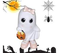 EHOTER Spooky Cute Ghost Statue 2024 Mini Scary Ghost Figurines Holding Lovely Goods Middle Finger Funny Table Shelf Display Centerpieces Ornaments for Halloween Decorations Gift (I: Bow Tie-10cm)