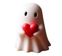 EHOTER Spooky Cute Ghost Statue 2024 Mini Scary Ghost Figurines Holding Lovely Goods Middle Finger Funny Table Shelf Display Centerpieces Ornaments for Halloween Decorations Gift (D: Red Heart)