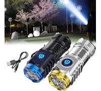 EHOTER Three-Eyed Monster Mini Flashlight 3-Eyed Ultra Bright Portable Small LED Flashlight Super Bright Mini Torch, Rechargeable Flashlights High Lumens Flash Light (Black+Silver)