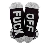 EHOTER Unisex FUCK OFF Socks Funny Socks Fun Socks Casual Cotton Ribbed Knit Half Crew Socks April Fool Day's Joke Socks Novelty Gifts for Women Men (Grey)