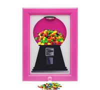 EHOTER Wall Mounted Gumball Machine Picture Frame Sweet Dispenser Gumball Machine in Frames Cute Hanging Candy Frame for Candies Nuts (Pink)