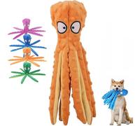 EHOTER Whiskerspot Octopus Dog Toy No Stuffing Squeaky Dog Interactive Play Toys with Crinkle Paper Eco friend Octopus Plush for Dogs Teeth Cleaning & Durable for Puppies (Orange)