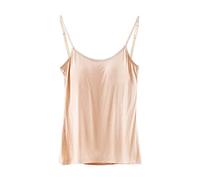 EHOTER Women Cotton Camisole with Shelf Bra 2 In 1 Camisoles Tank with Built-in Bra Adjustable Women Yoga Vest with Built-in Bra Spaghetti Jersey Camisole