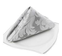EHouseHome Damask Jacquard Cloth Napkins Waterproof Spillproof Polyester Fabric Napkins Silver Grey, Set of 12, 17 x 17 Inch