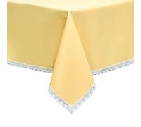 EHouseHome Faux Linen Tablecloth with Lace Trim - Waterproof/Spill Proof/Stain Resistant/Wrinkle Free/Oil Proof - for Banquet, Parties,Dinner,Kitchen,Wedding,Holiday,Yellow, Rectangle 60x84Inch