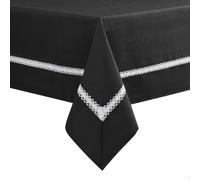 EHouseHome Heavy Duty Fabric Tablecloth with White Lace-Waterproof/Wrinkle Free/Stain Resistant/Oil Proof-for Dining,Indoor&Outdoor,Wedding,Holiday,Black,Rectangle 60x120Inch