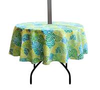 EHouseHome Outdoor and Indoor 60inch Round Tablecloth with Umbrella Hole and Zipper, Waterproof Zippered Patio Cloths, Spring/Summer Table Covers for Backyard Circular Table/BBQs/Picnic