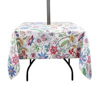 EHouseHome Outdoor and Indoor 60x60 inch Tablecloth with Umbrella Hole and Zipper, Waterproof Zippered Patio Table Cloths, Spring/Summer Table Covers for Backyard Circular Table/BBQs/Picnic