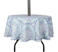 EHouseHome Outdoor and Indoor 70inch Round Tablecloth with Umbrella Hole and Zipper, Waterproof Zippered Patio Table Cloths, Spring/Summer Table Covers for Backyard Circular Table/BBQs/Picnic