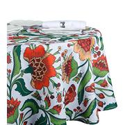 EHouseHome Outdoor and Indoor Spill Proof Waterproof Tablecloth,Vintage Floral Design Patio Fabric Table Cover,Home Dinner Décor Wrinkle Free Table Cloths(60" Round no Zipper and Hole)