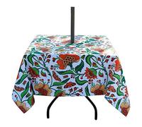 EHouseHome Outdoor Indoor 60inch SquareTablecloth with Umbrella Hole and Zipper, Waterproof Zippered Patio Table Cloths, Spring/Summer Table Covers for Backyard Circular Table/BBQs/Picnic