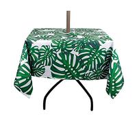 EHouseHome Outdoor Indoor 60inch SquareTablecloth with Umbrella Hole and Zipper, Waterproof Zippered Patio Table Cloths, Spring/Summer Table Covers for Backyard Circular Table/BBQs/Picnic