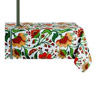 EHouseHome Outdoor Indoor 60x84 inch Rectangle Tablecloth with Umbrella Hole and Zipper, Waterproof Zippered Patio Cloths, Spring/Summer Table Covers for Backyard Circular Table/BBQs/Picnic