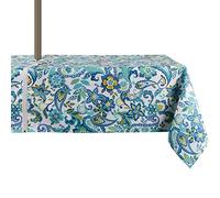 EHouseHome Outdoor Indoor 60x84 inch Rectangle Tablecloth with Umbrella Hole and Zipper, Waterproof Zippered Patio Table Cloths, Spring/Summer Table Covers for Backyard Circular Table/BBQs/Picnic