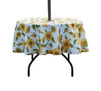 EHouseHome Outdoor Indoor 70inch Round Tablecloth with Umbrella Hole and Zipper, Waterproof Zippered Patio Table Cloths, Spring/Summer Table Covers for Backyard Circular Table/BBQs/Picnic
