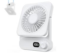 Ehoyal Magnetic Cruise Ship Approved Fan: 6.7" Small Portable Travel Fan for Sleeping with 100 Speeds, 3800mAh Rechargeable Battery Operated & Plug-in, Carnival Cruise Travel Essentials 2026, White