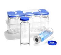 Ehoycq 10ml Sealed Vials with Self Healing Injection Port and Plastic-Aluminum Flip Caps,Glass Empty Vials for Injection 10 Pack